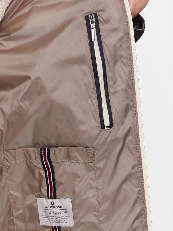 Milestone Milestone Giacca di pelle Malik 991019 60215 Marrone Regular Fit