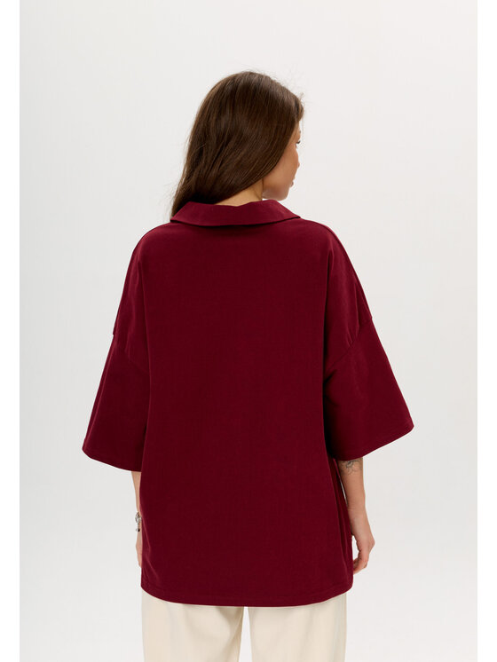 Mirons Mirons Polo Soft Bordowy Oversize