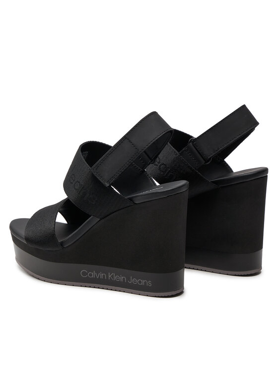 Calvin Klein Jeans Calvin Klein Jeans Sandały Wedge Sandal Webbing In Mr YW0YW01360 Czarny