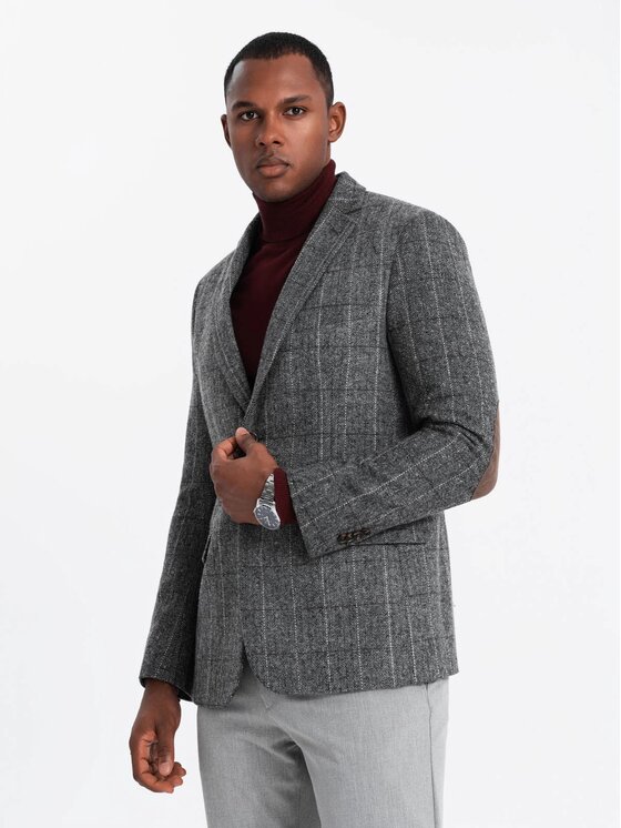 Ombre Ombre Marynarka OM-BLZB-0137 Szary Regular Fit
