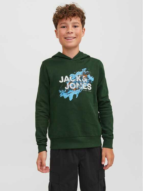 Jack&Jones Junior Džemperis ar kapuci 12237210 Zaļš Regular Fit