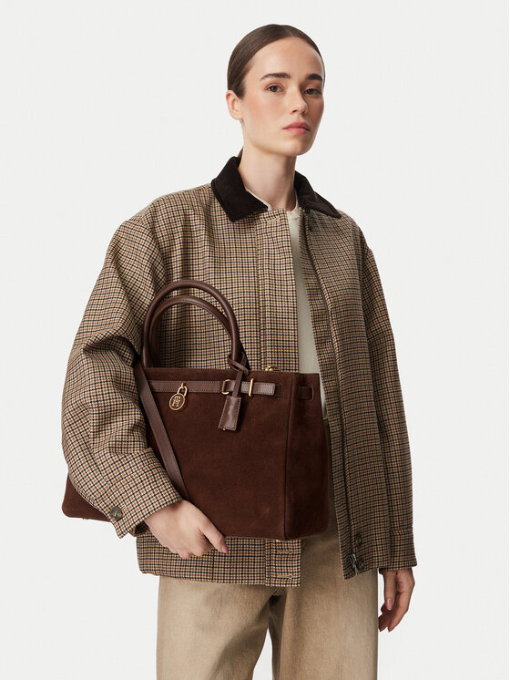 Tommy Hilfiger Ročna torba American Icon Tote Suede AW0AW19216 Rjava