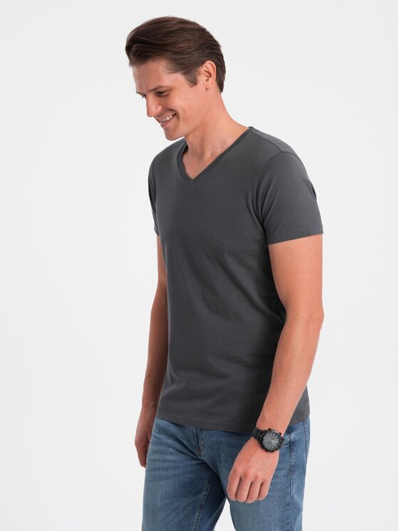 Ombre Ombre T-Shirt OM-TSBS-0145 Šedá Classic Fit