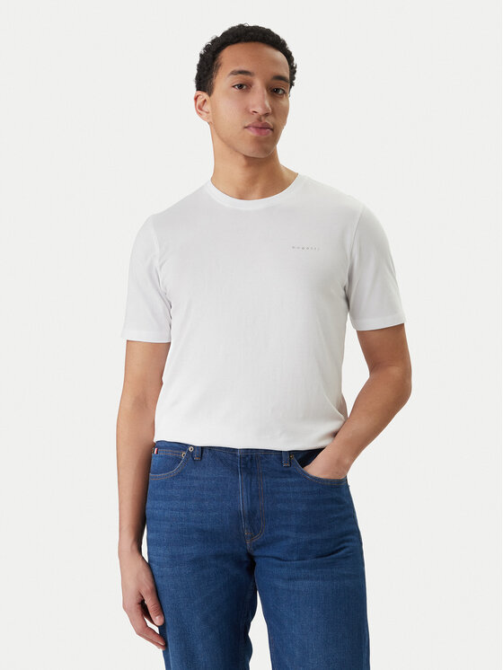 Bugatti Tricou 8350-95040 Alb Slim Fit