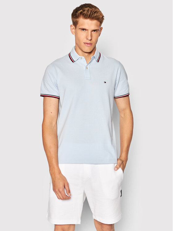 Tommy Hilfiger Polo Tipped Mw0mw16054 Błękitny Slim Fit Modivo Pl