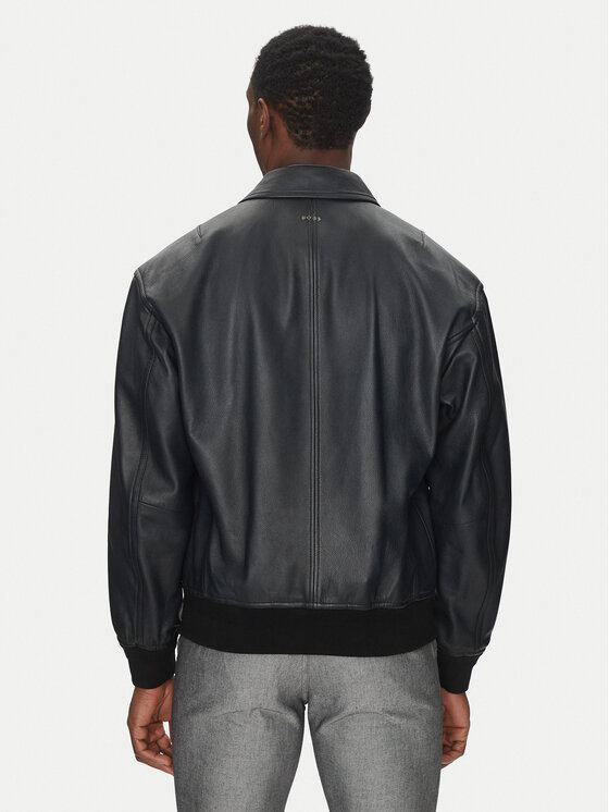 BOSS BOSS Шкіряна куртка Joloco 50530270 Чорний Relaxed Fit