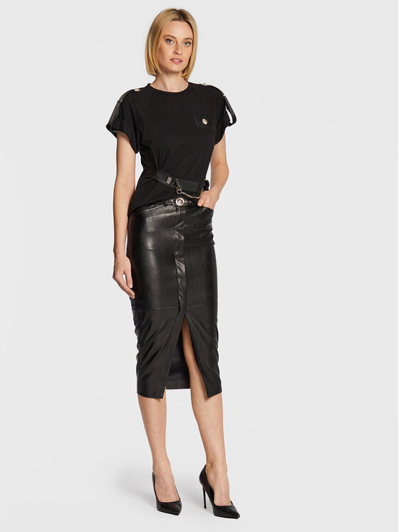 Babylon Babylon Műbőr szoknya R_E00164 Fekete Slim Fit