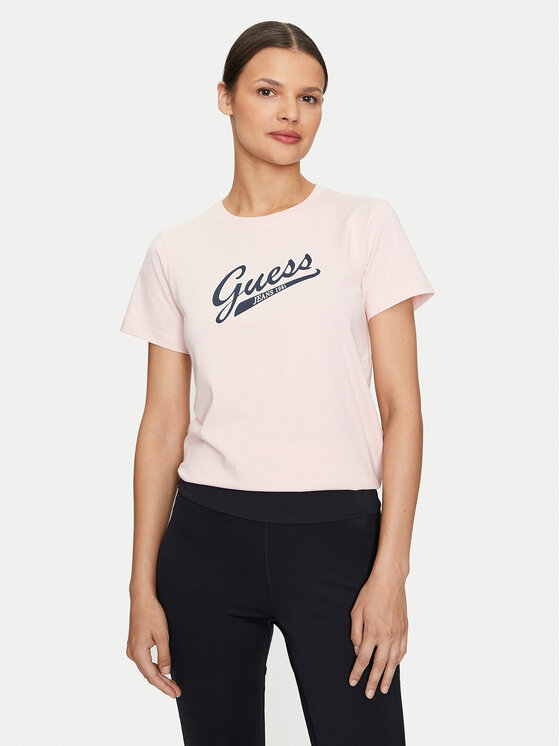 Guess Jeans T-krekls W4YI13 J1314 Rozā Regular Fit