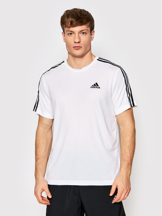 adidas adidas Športna majica Aeroready Designed To Move Sport 3-Stripes GM2156 Bela Regular Fit