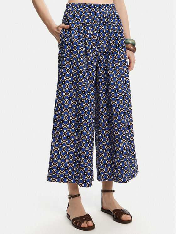 Weekend Max Mara Culottes nohavice Virgin 2515131102 Modrá Relaxed Fit