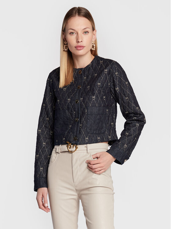 PINKO Pinko Džinsinė striukė Inspirata 1 1J1115 A0A4 Tamsiai mėlyna Boxy Fit