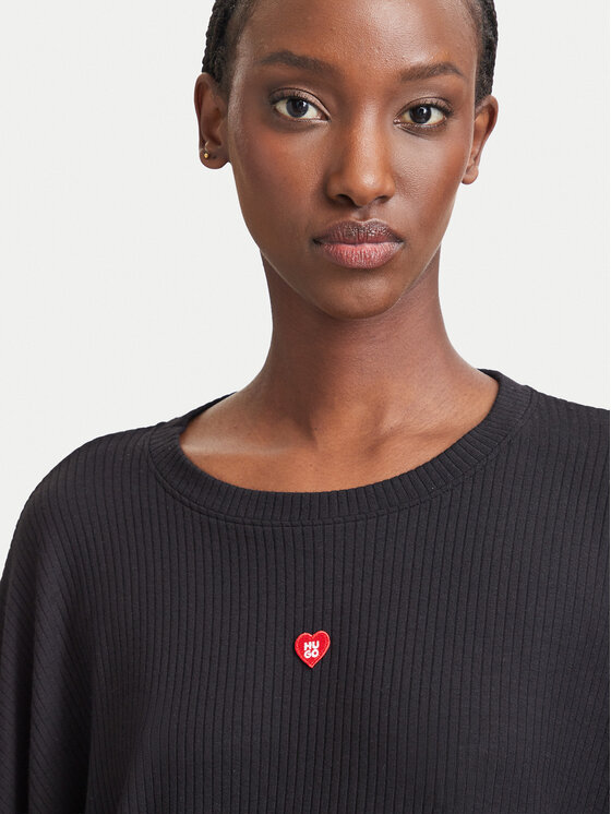 HUGO HUGO Särkpluus Heart 50566668 Must Relaxed Fit