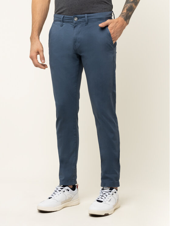 Pepe Jeans Medžiaginės kelnės Charly PM210992 Tamsiai mėlyna Slim Fit •  Modivo.lt