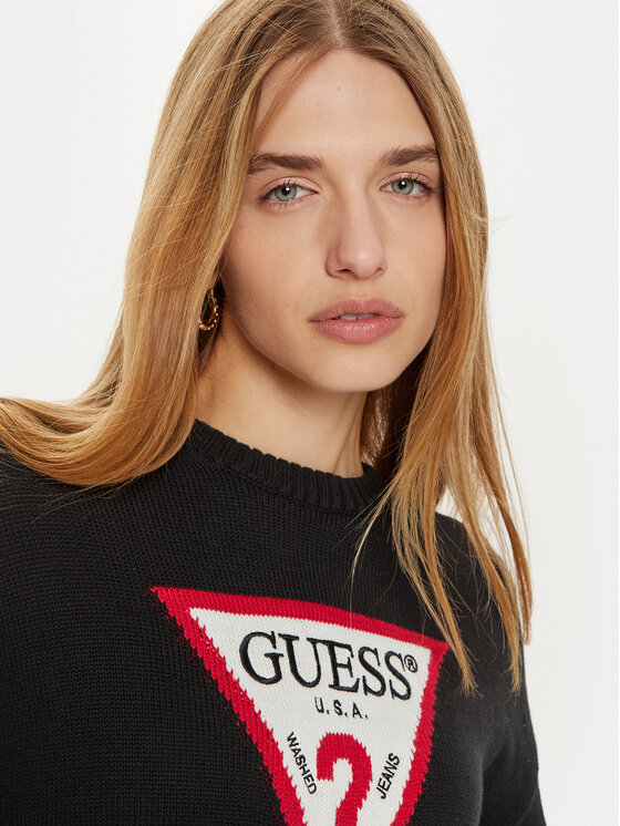 Guess Jeans Guess Jeans Πουλόβερ W4BR12 Z3HM1 Μαύρο Regular Fit
