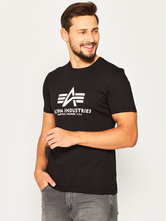 T-Shirt Schwarz Regular Fit Basic T-Shirt Alpha 100501 Industries