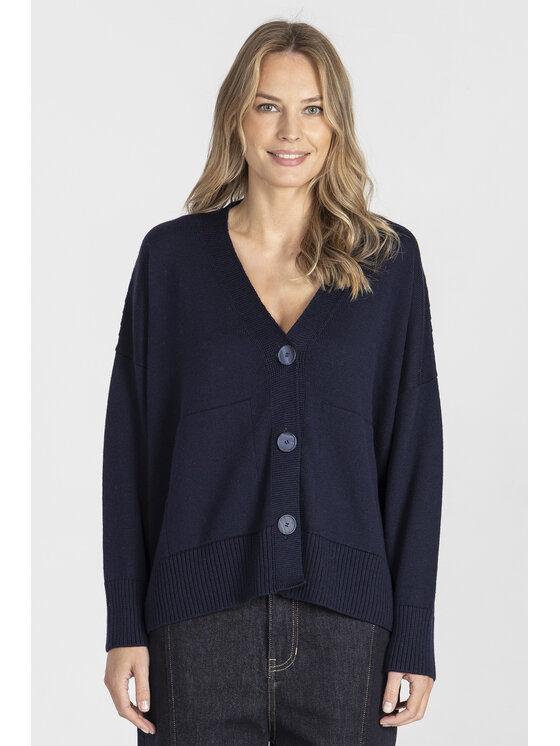 Deni Cler Milano Deni Cler Milano Kardigan T-DC-U453-E5-90-58-1 Granatowy Oversize
