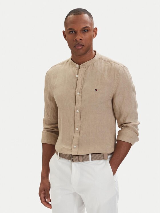 Tommy Hilfiger Tommy Hilfiger Krekls MW0MW39271 Tumši bēša Slim Fit