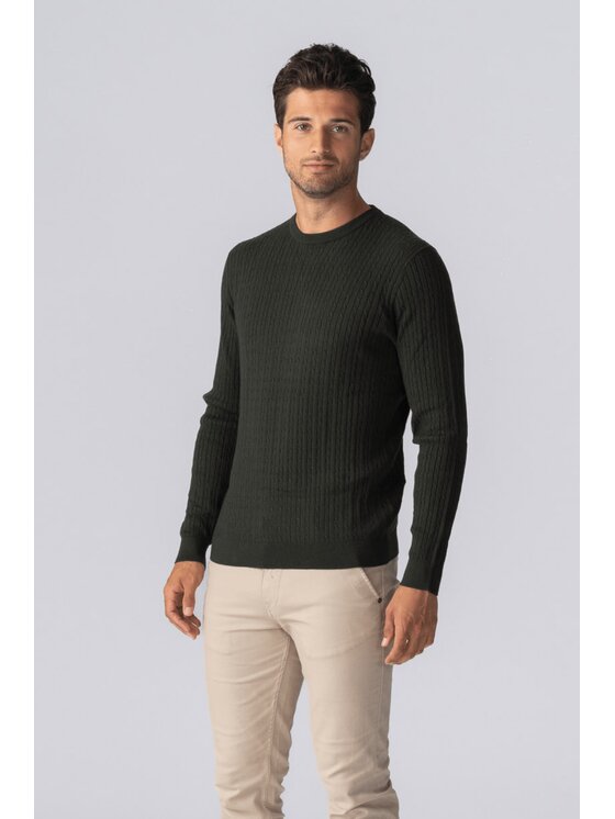 TeeShoppen TeeShoppen Sweter 'Basic Collection' Khaki Regular Fit