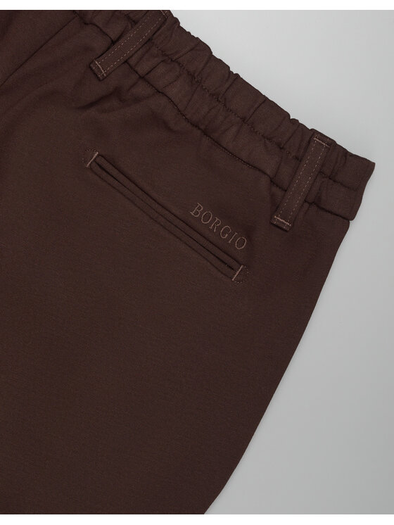 Borgio Borgio Spodnie materiałowe prossedi Brązowy Slim Fit