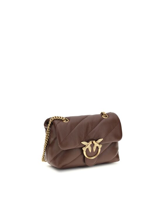 PINKO PINKO Torebka Brown Calf Leather Bos Taurus Shoulder Brązowy