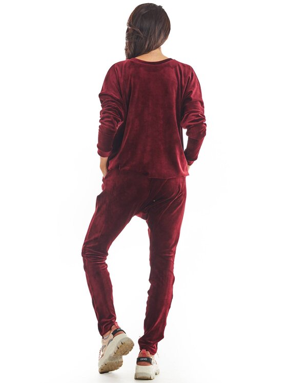 Awama Awama Spodnie damskie A377 Bordowy Basic Fit