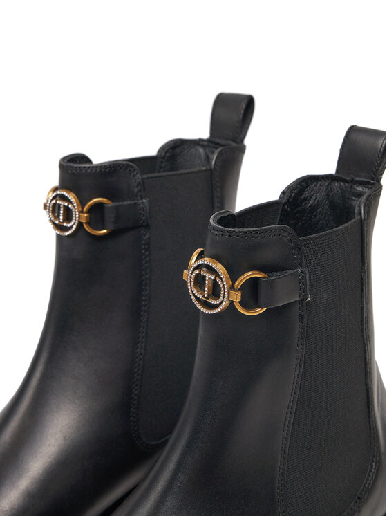 TWINSET TWINSET Členková obuv s elastickým prvkom 242TGT168 Čierna