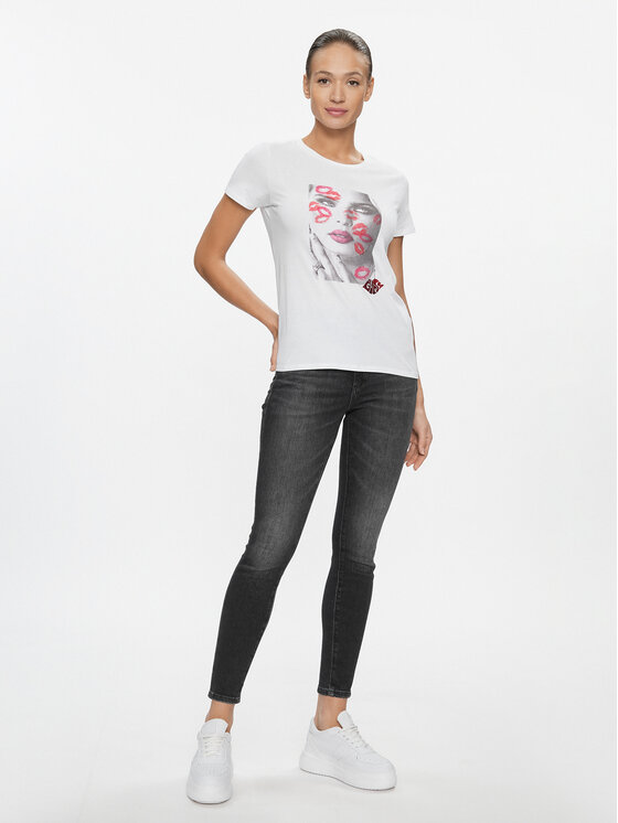 Guess Guess T-Shirt Lipstick Kisses W4RI20 K9RM1 Weiß Regular Fit