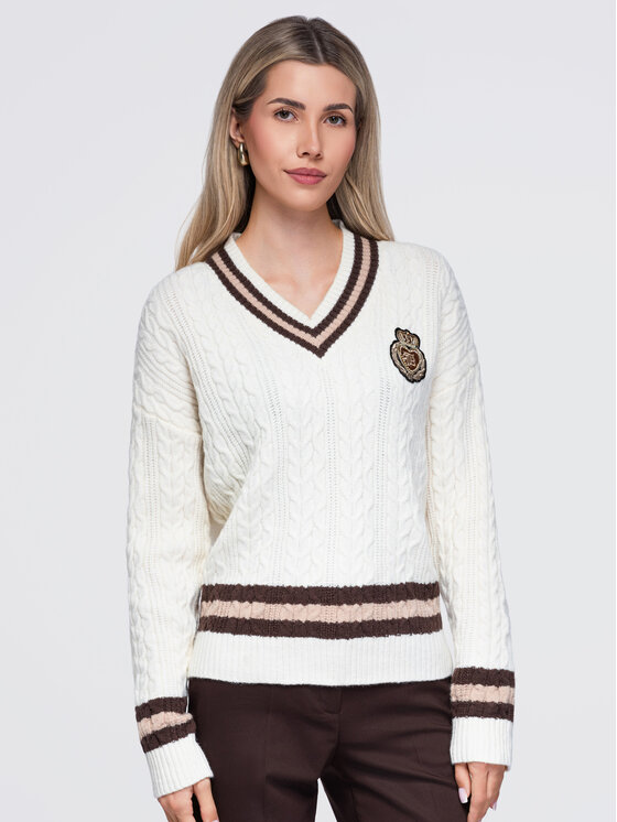 Ombre Ombre Sweter OW-SW-E0023 Beżowy Regular Fit