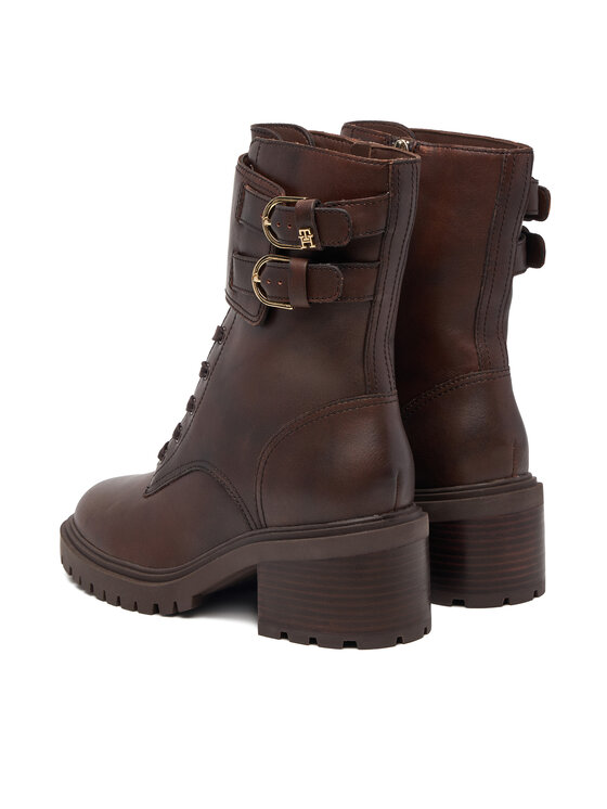 Tommy Hilfiger Tommy Hilfiger Ghete Block Heel Buckled Lace-Up Boot FW0FW09578 Maro