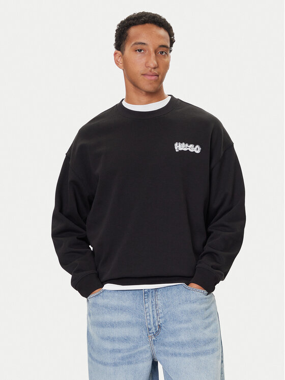HUGO HUGO Mikina Nyrocrew 50549778 Černá Loose Fit