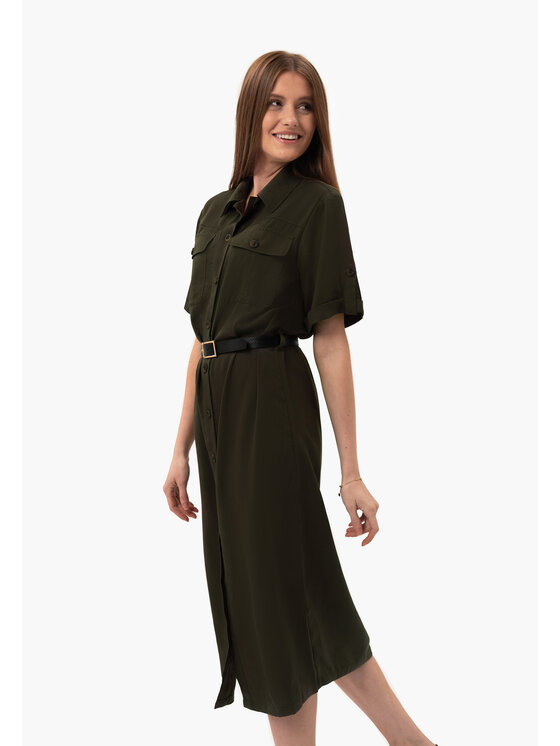 Volcano Volcano Sukienka codzienna G-HANA Khaki Regular Fit