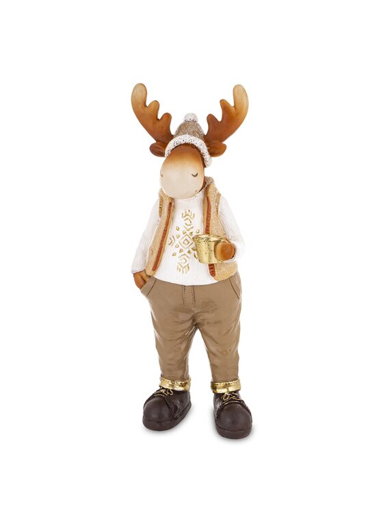 MIAhome MIAhome Figurka łoś 30x10x10 cm ALCE z kawą Kolorowy