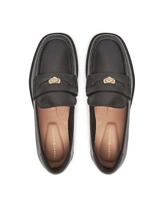 Tommy Hilfiger Tommy Hilfiger Μοκασίνια Crest Squarish Toe Penny Loafer FW0FW08633 Μαύρο