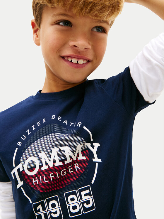 Tommy Hilfiger Tommy Hilfiger T-Shirt KB0KB10277 Granatowy Regular Fit