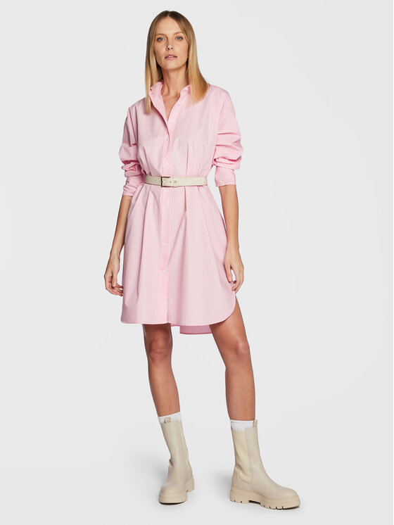 Tommy Hilfiger Tommy Hilfiger Marškinių tipo suknelė Solid WW0WW37102 Rožinė Oversize