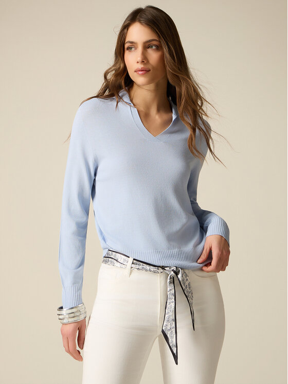 Oltre Oltre Sweter M026J005328N004 Turkusowy Regular Fit