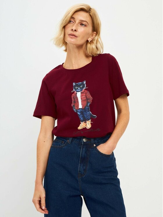 T-Shirt, rozmiar XS, Czerwone, Printed T-shirt