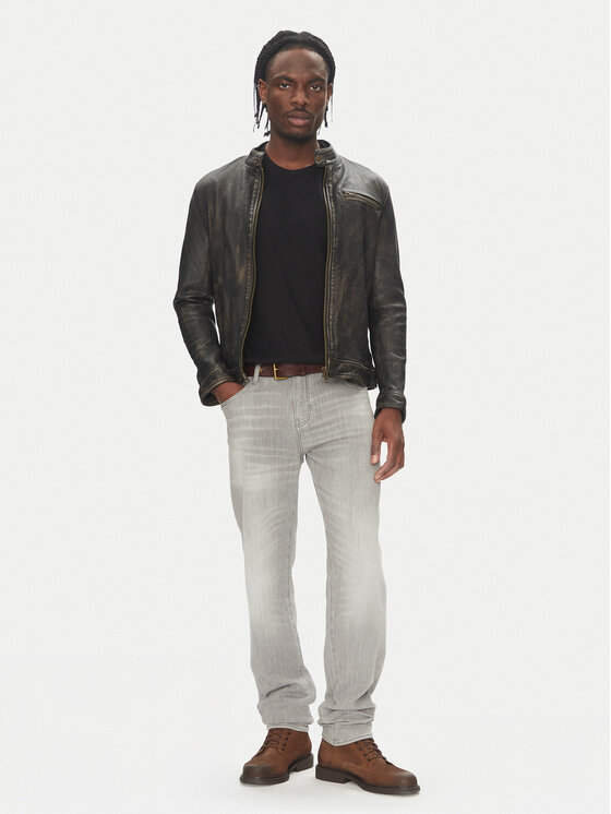 Serge Pariente Serge Pariente Lederjacke Retro Beige Slim Fit