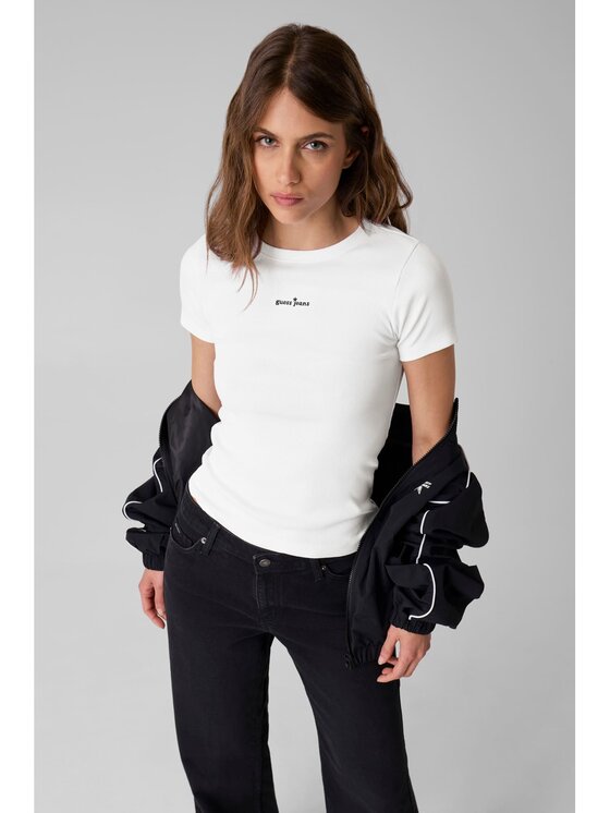 Guess Jeans Guess Jeans Top 183274 Biały Classic Fit