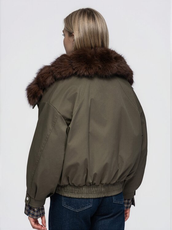 Ombre Ombre Bunda pro přechodné období OW-JT-E0012 Zelená Relaxed Fit
