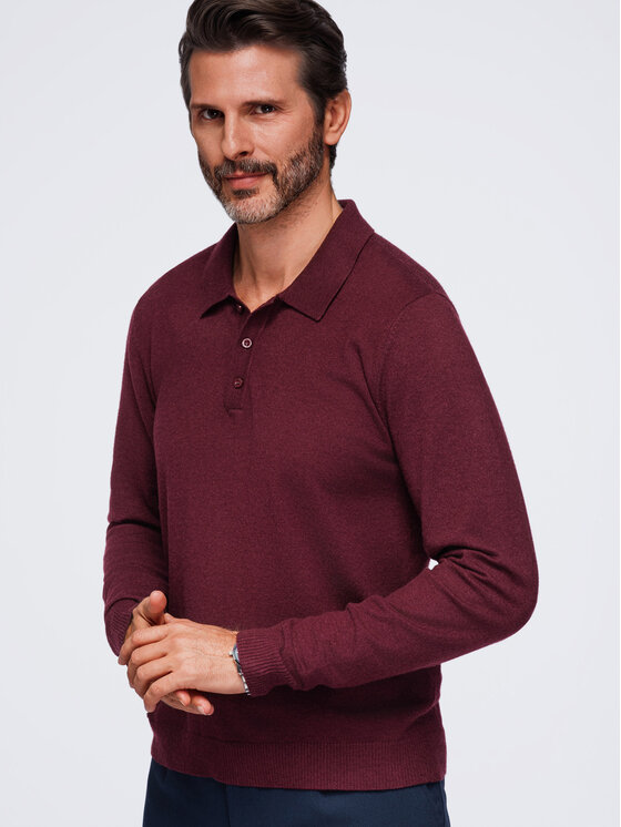 Ombre Ombre Polo OM-POLS-0151 Bordowy Regular Fit