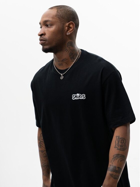 Smerfy Smerfy T-Shirt Szeroka Luźna Gargamel 127667 Czarny Oversize
