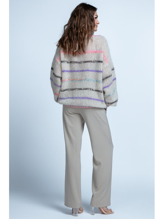 Fobya Fobya Sweter F1844 Beżowy Regular Fit