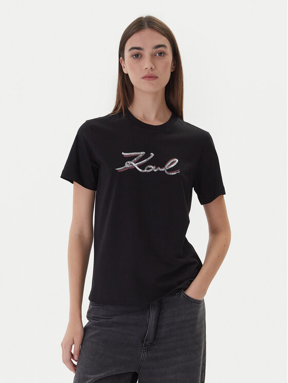 KARL LAGERFELD KARL LAGERFELD Majica A4W17052 Črna Regular Fit
