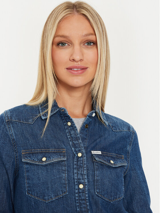 Guess Jeans Guess Jeans cămașă de blugi W4YH35 D5EI3 Bleumarin Classic Fit