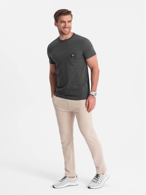 Ombre Ombre T-Shirt OM-TSCT-0109 Szary Classic Fit