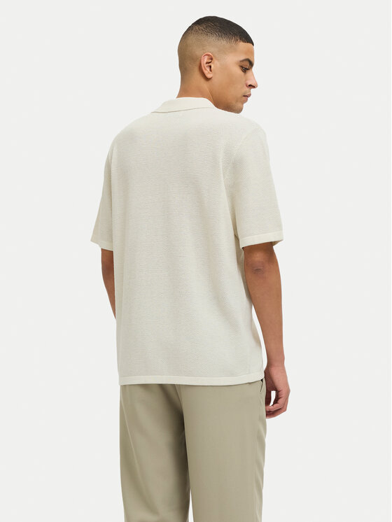 Jack&Jones Jack&Jones Тениска с яка и копчета Orion 12268226 Екрю Relaxed Fit