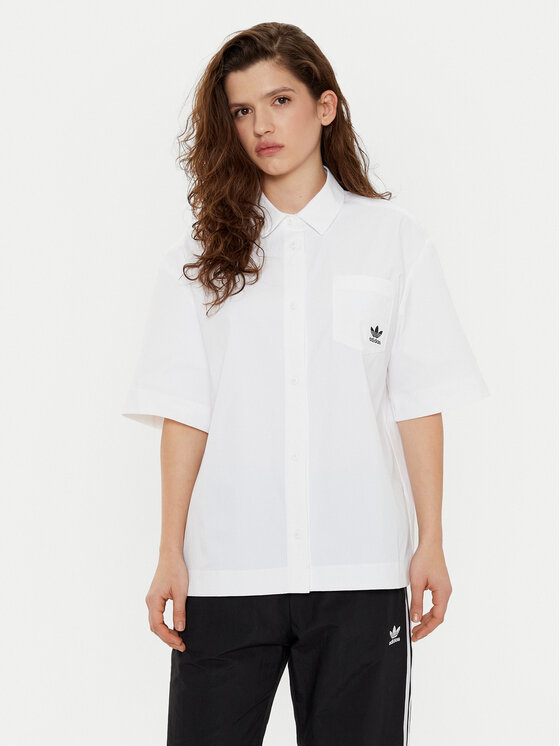adidas adidas Πουκάμισο Essentials Ripstop JD1504 Λευκό Loose Fit