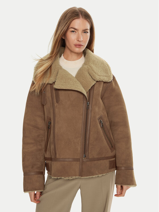 Serge Pariente Serge Pariente Cappotto in shearling Christelle Marrone Regular Fit
