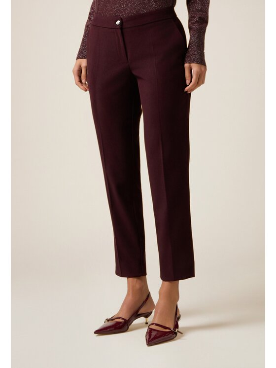 Oltre Oltre Spodnie materiałowe P011R009067N029 Bordowy Regular Fit